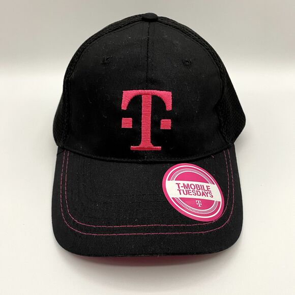T-Mobile Tuesdays Hat Black Mesh Adult Trucker Baseball Ball Cap Strapback - Picture 1 of 3